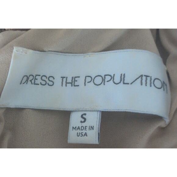 Dress The Population Mia Bronze Sequin Mini Dress Small Glam Party Cocktail Club - Picture 5 of 7